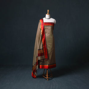 Handloom Maheshwari Silk Unstitched Dress Material: Kurta with Dupatta 11