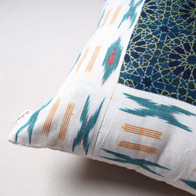 Pochampally Ikat Cushion Cover with Ajrakh Patch (16 x 16 in) 61