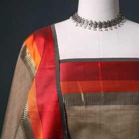 Handloom Maheshwari Silk Unstitched Dress Material: Kurta with Dupatta 11