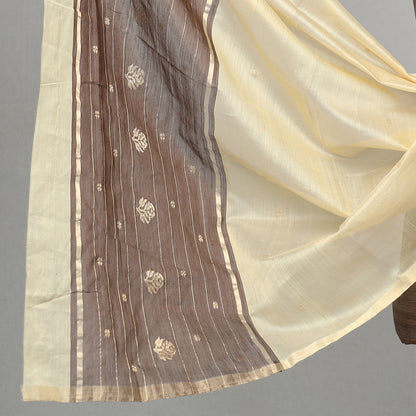 Pink - 3pc Chanderi Silk Cotton Handloom Flower Zari Buta Suit Material Set