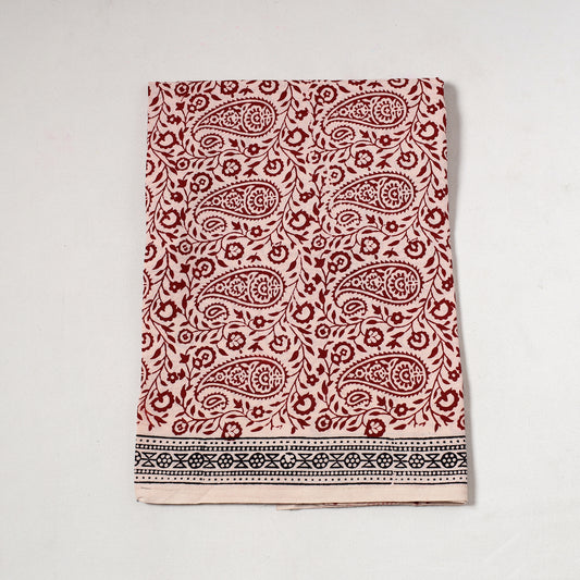 Red - Bagh Block Printed Cotton Precut Fabric (0.8 Meter) 28