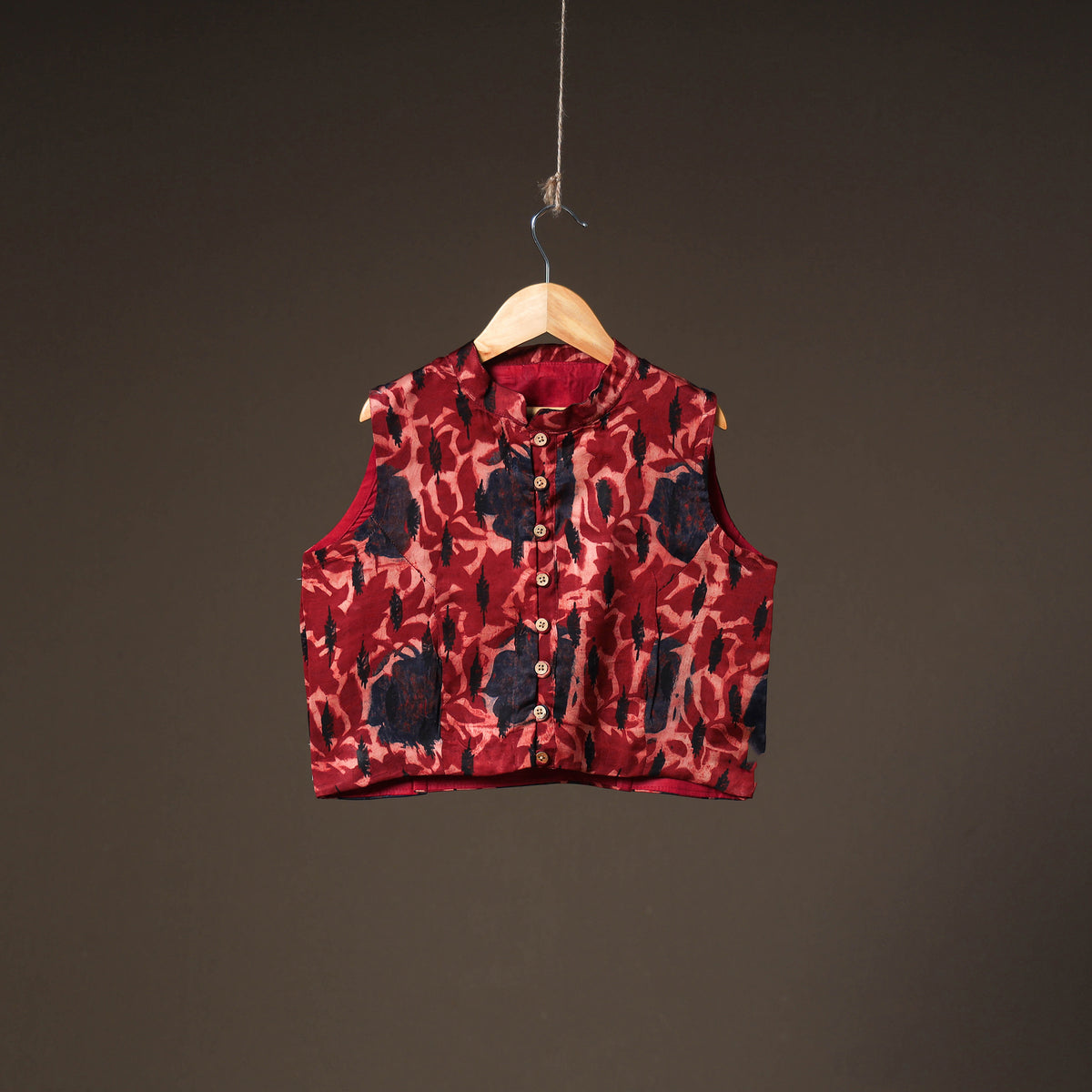 Ajrakh Hand Block Print Modal Silk Sleeveless Readymade Blouse 12