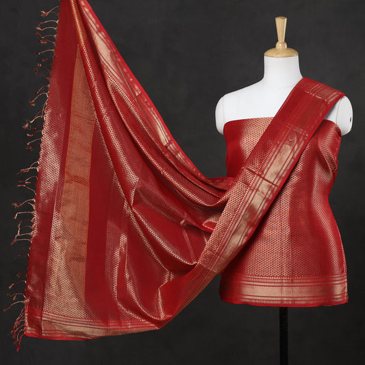 2pc Traditional Maheshwari Tissue Zari Weave Handloom Cotton Suit Material Set