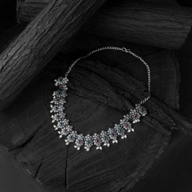 Multicolor - saanjh bela flower oxidised necklace set