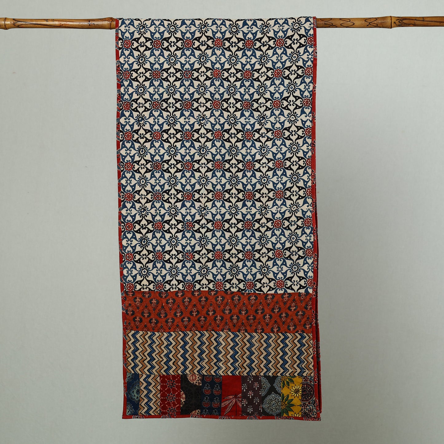 Multicolor - Patchwork Cotton Stole in Ajrakh Block Prints 26