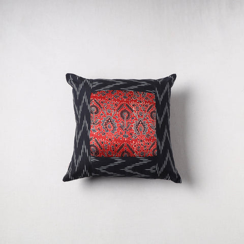 Pochampally Ikat Cushion Cover with Ajrakh Patch (16 x 16 in) 63