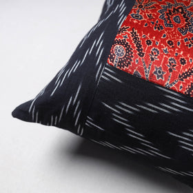 Pochampally Ikat Cushion Cover with Ajrakh Patch (16 x 16 in) 63