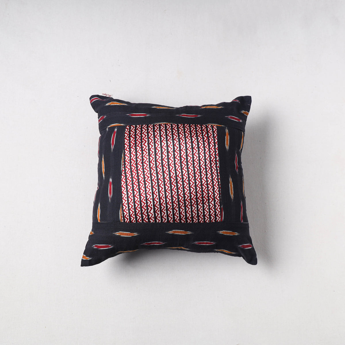 Pochampally Ikat Cushion Cover with Ajrakh Patch (16 x 16 in) 62
