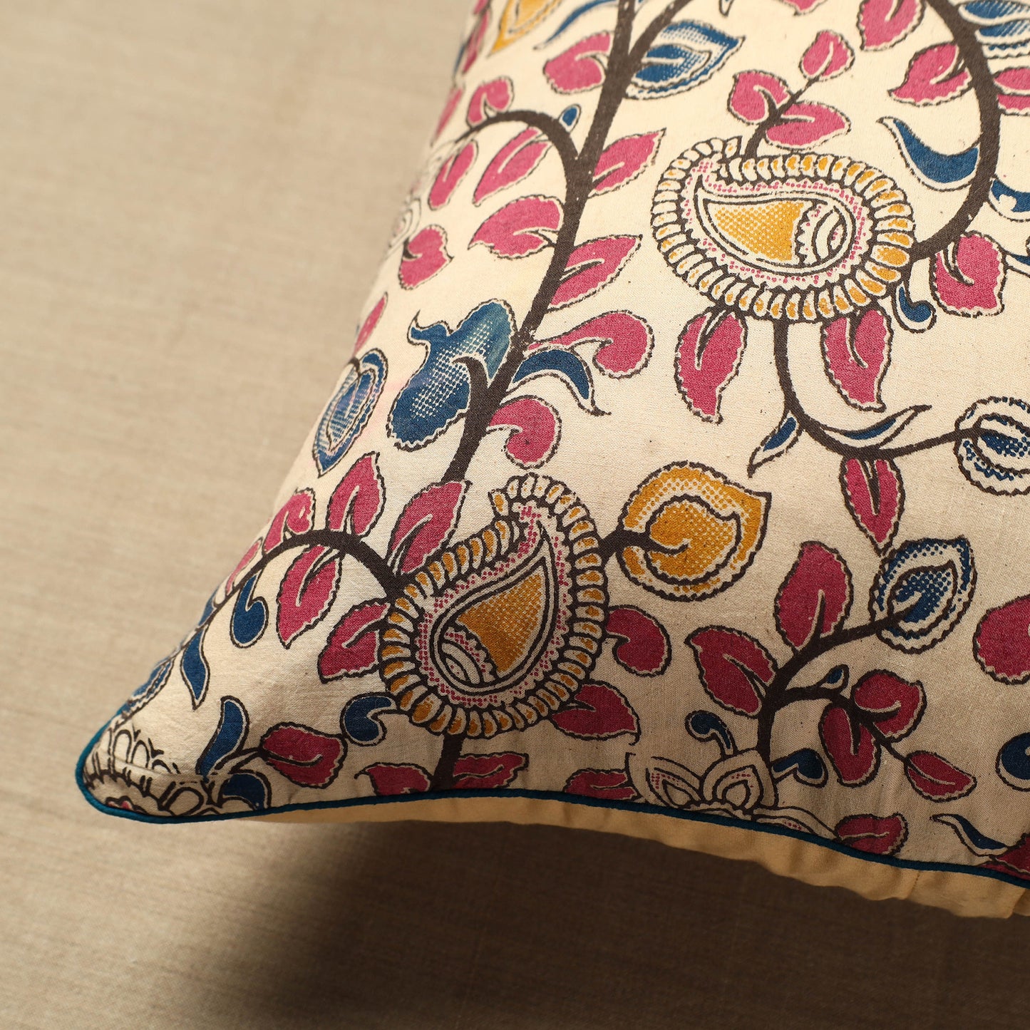 Cotton Kalamkari Printed Cushion Cover (16 x 16 in) 13