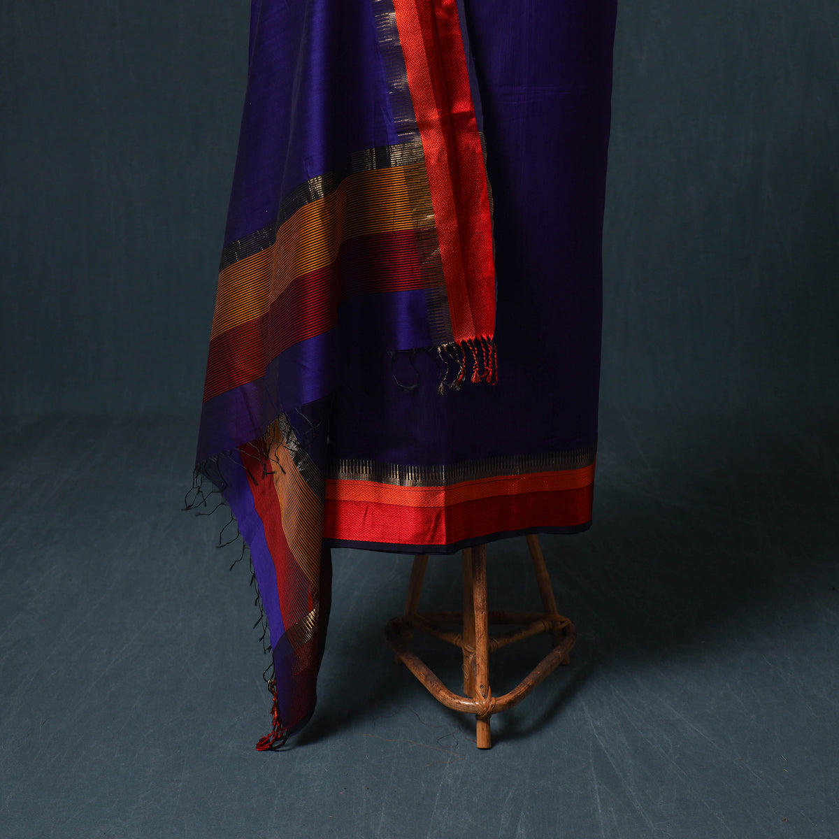 Handloom Maheshwari Silk Unstitched Dress Material: Kurta with Dupatta 12