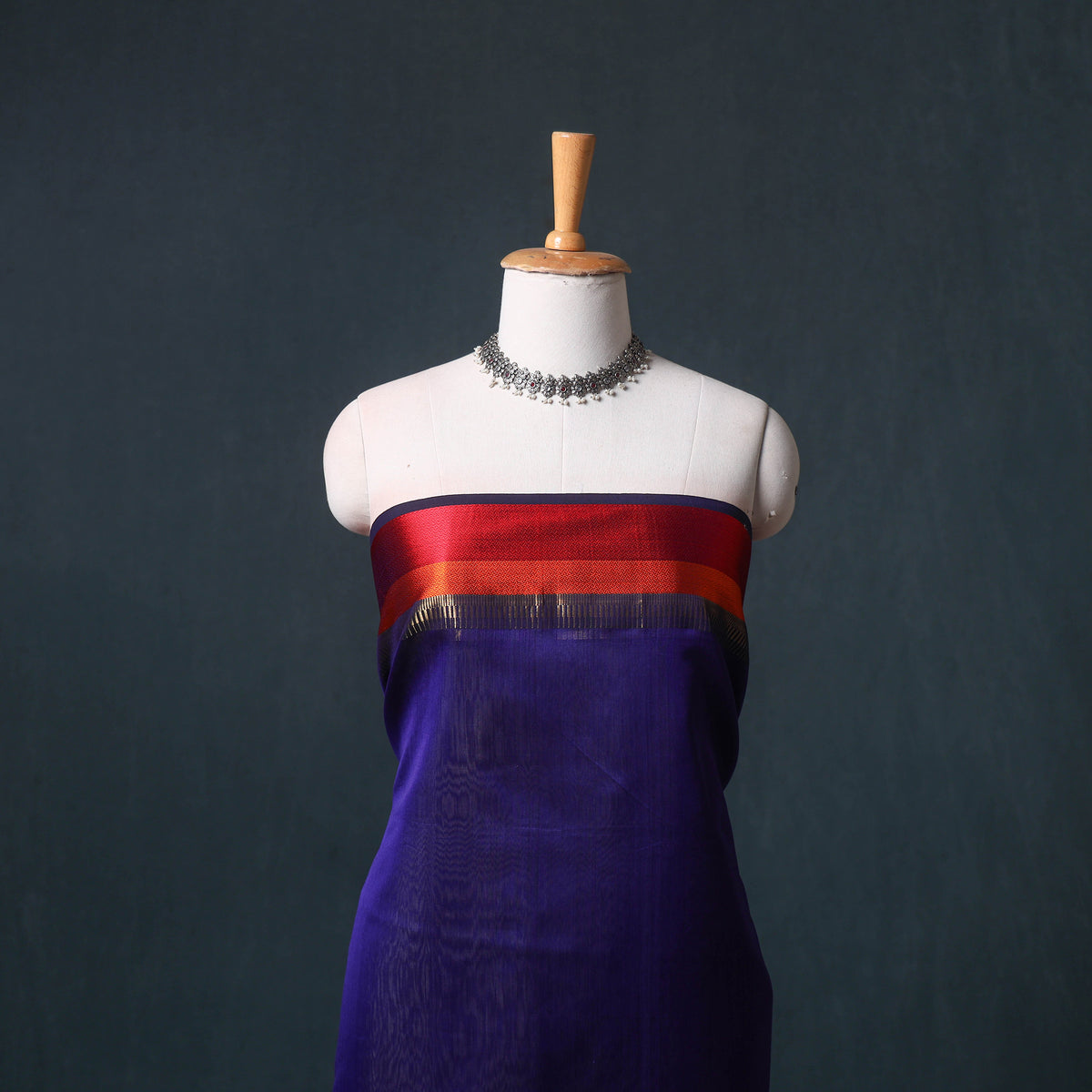 Handloom Maheshwari Silk Unstitched Dress Material: Kurta with Dupatta 12