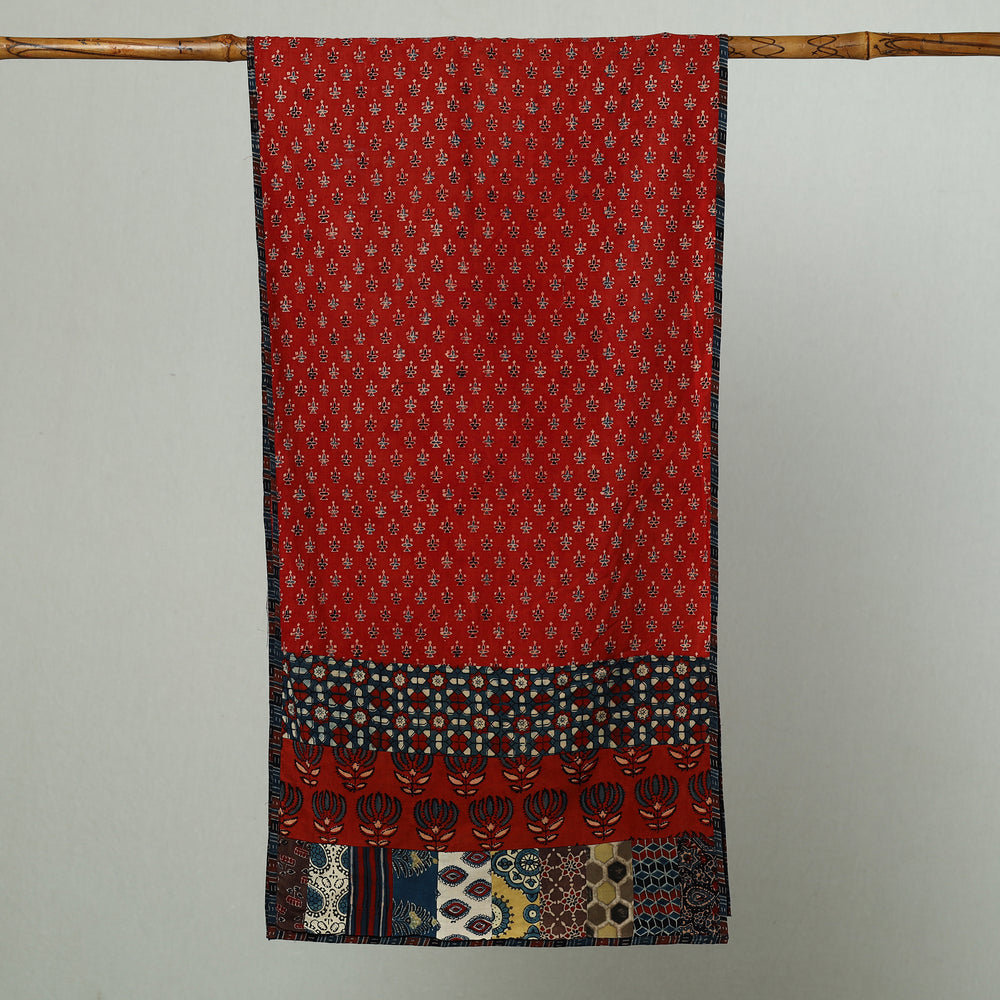 Multicolor - Patchwork Cotton Stole in Ajrakh Block Prints 40