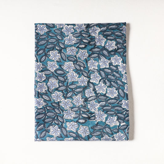Blue - Sanganeri Block Printed Cotton Precut Fabric (1.5 Meter)