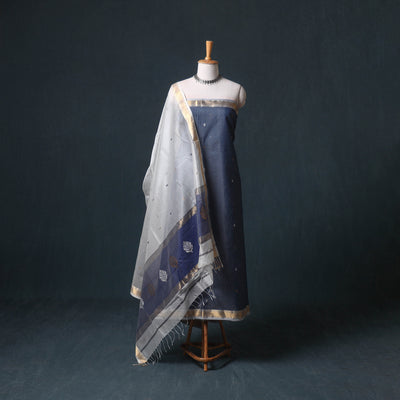Handloom Maheshwari Silk Buti Unstitched Dress Material: Kurta with Dupatta 13