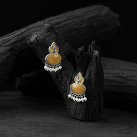 Yellow - saanjh bela leaf motif oxidised earrings