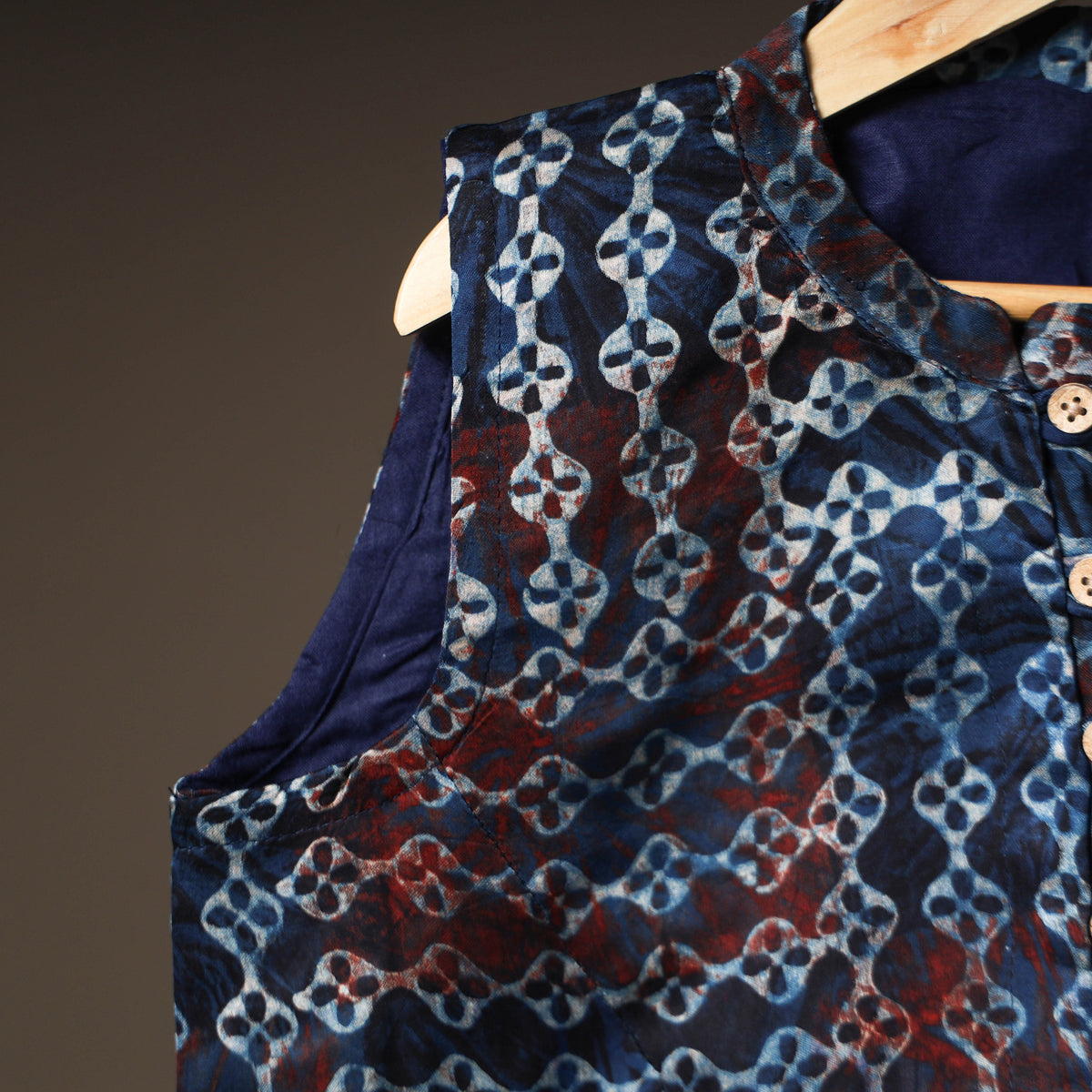 Ajrakh Hand Block Print Modal Silk Sleeveless Readymade Blouse 11