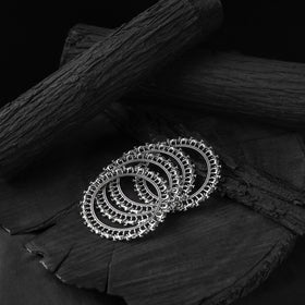 White - saanjh bela camel motif oxidised bangle (set of 4)