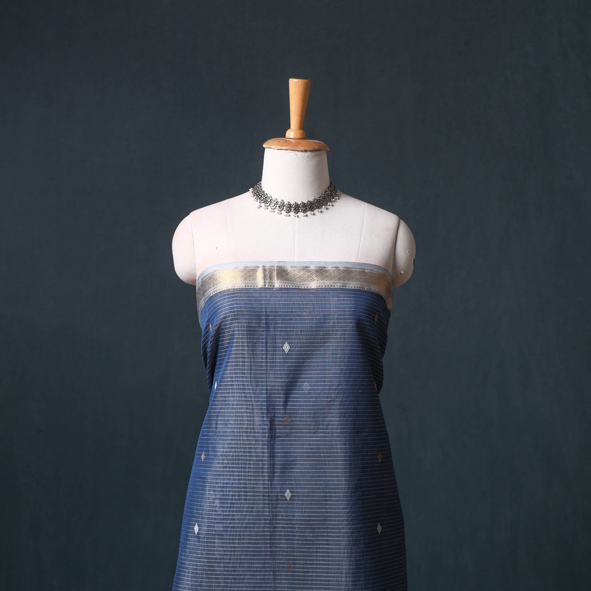 Handloom Maheshwari Silk Buti Unstitched Dress Material: Kurta with Dupatta 13