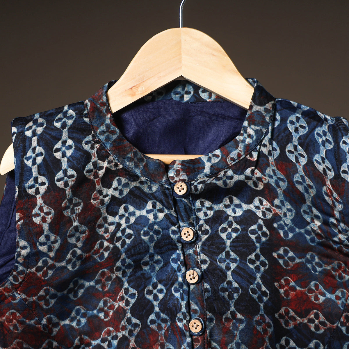 Ajrakh Hand Block Print Modal Silk Sleeveless Readymade Blouse 11
