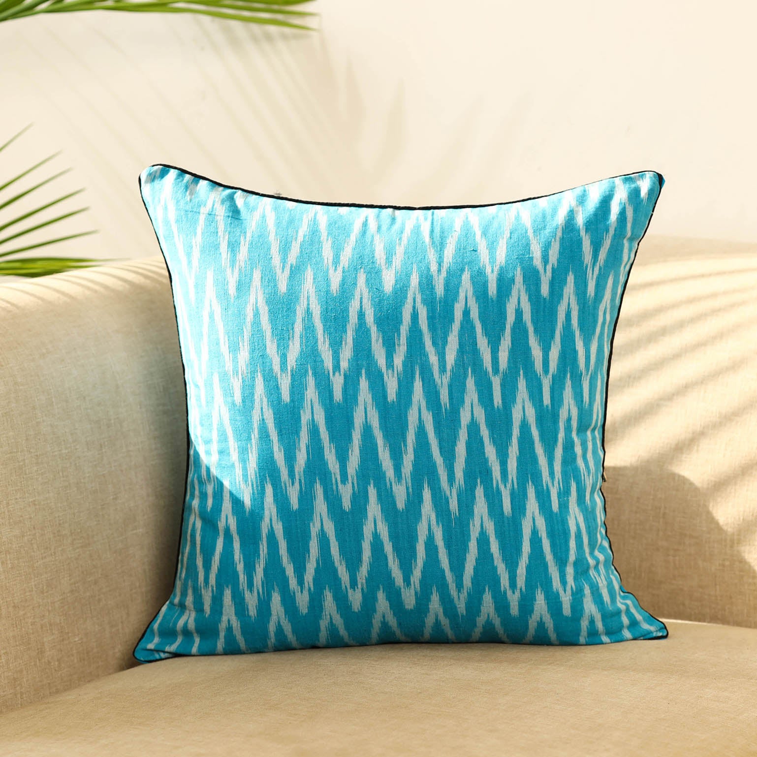 Black - Pochampally Ikat Cushion Cover 12