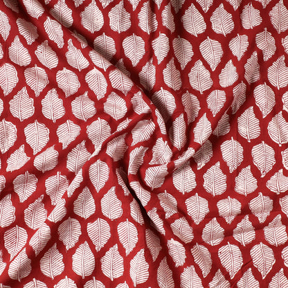 Red - Sanganeri Block Printed Cotton Precut Fabric (1.5 Meter)