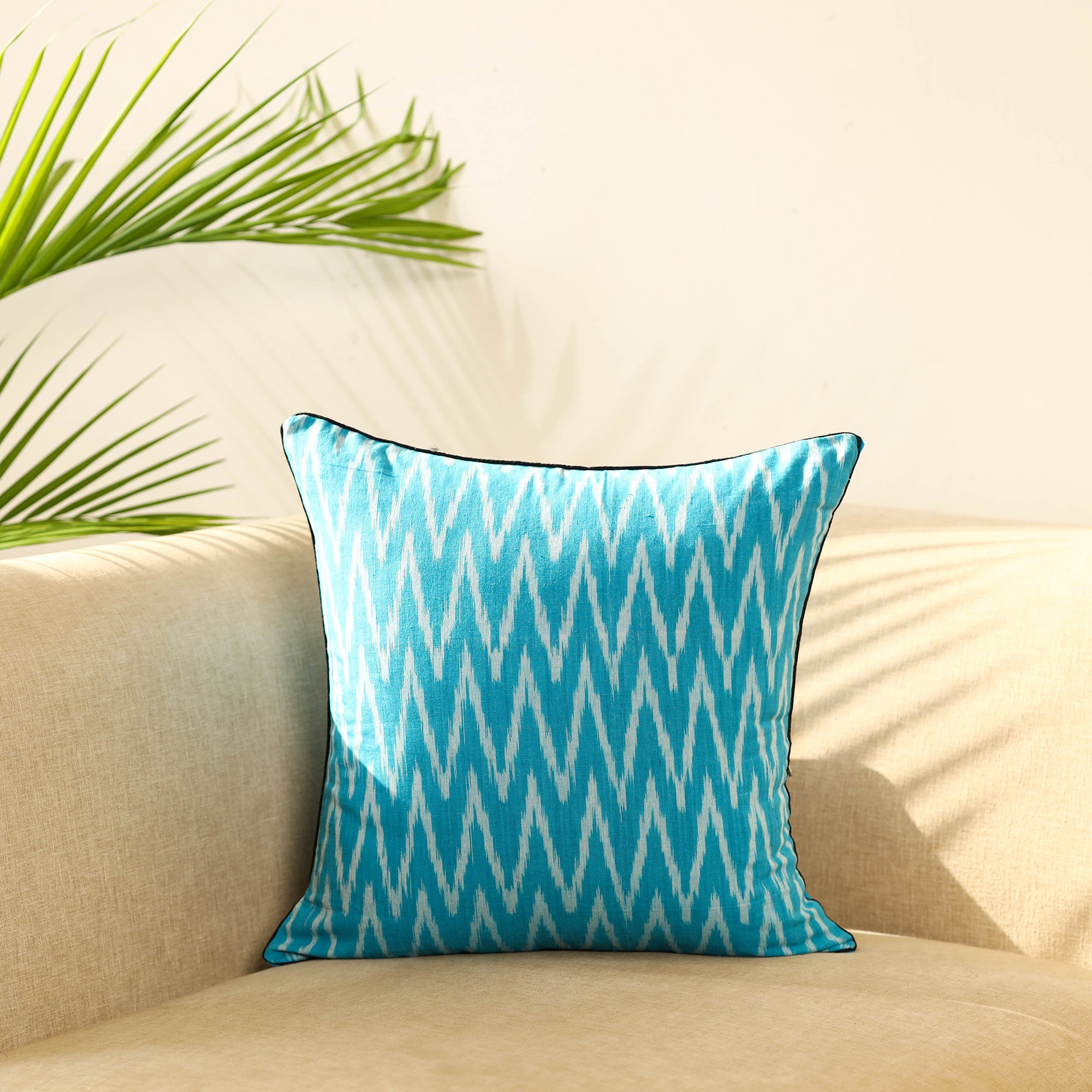 Green - Cotton Pochampally Ikat Cushion Cover 41