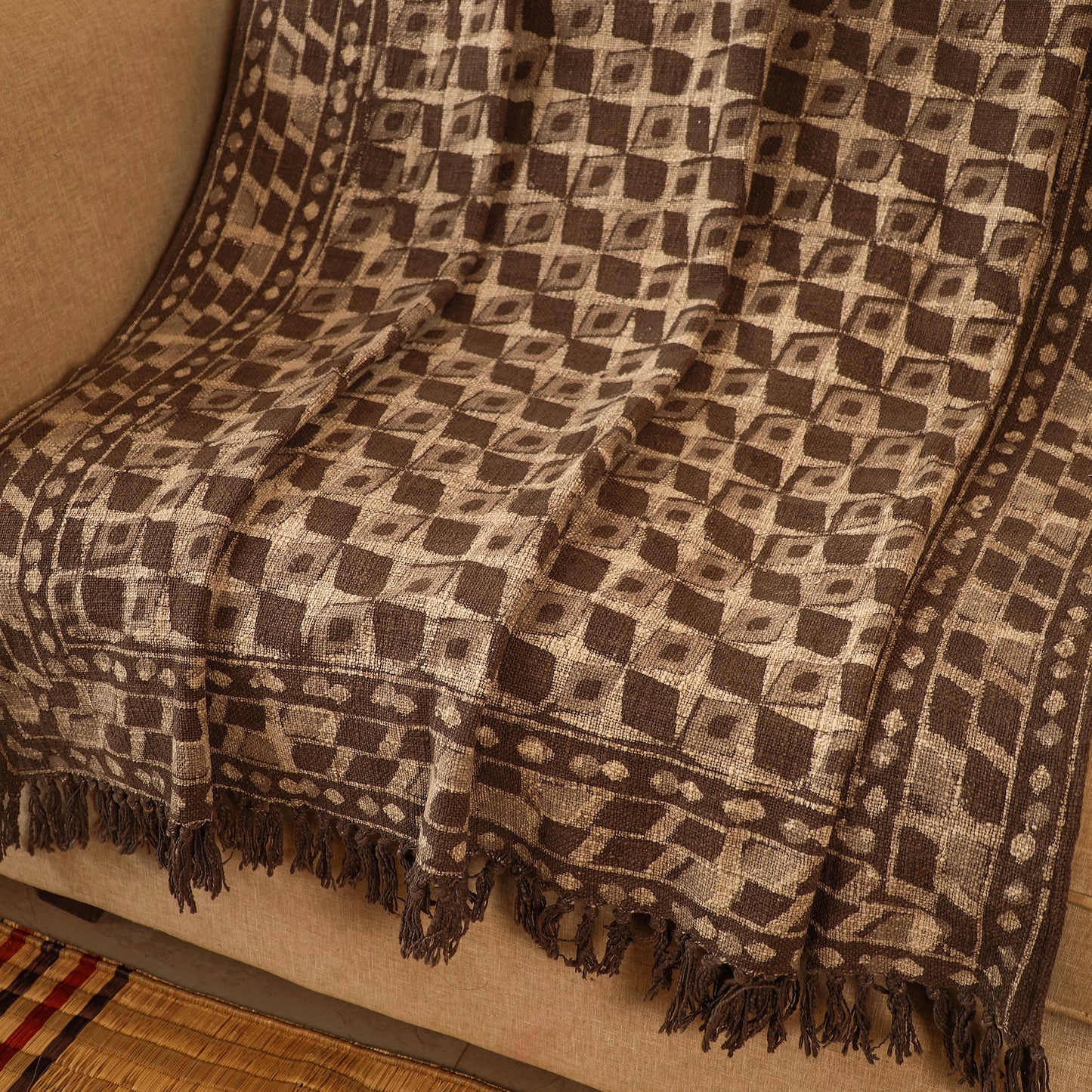 Handloom Jaipur Block Printed Cotton Sofa Throw (86 x 53 in) 06