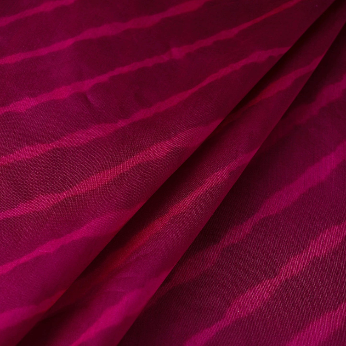 Dark Pink - Handloom Chanderi Silk Tie-Dye Leheriya Fabric 17