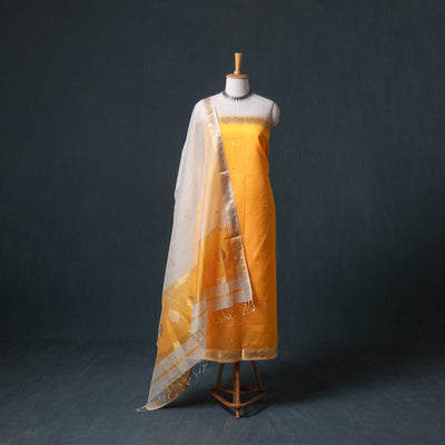 Handloom Maheshwari Silk Buti Unstitched Dress Material: Kurta with Dupatta 14