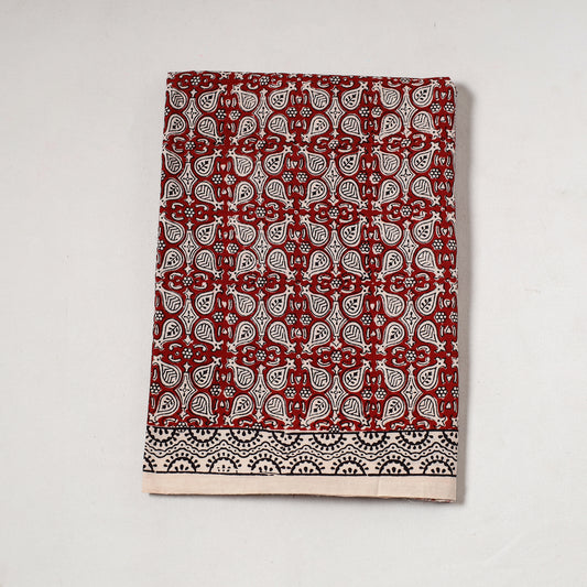 Red - Bagh Block Printed Cotton Precut Fabric (1.7 Meter) 36