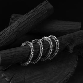 White - saanjh bela camel motif oxidised bangle (set of 4)