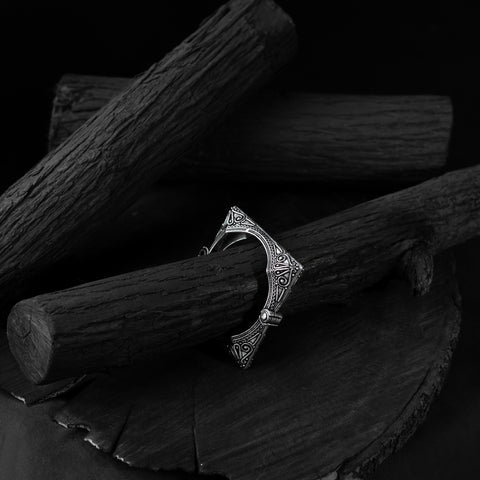 White - saanjh bela square oxidised bangle - handcrafted