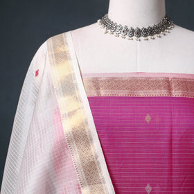 Handloom Maheshwari Silk Buti Unstitched Dress Material: Kurta with Dupatta 15