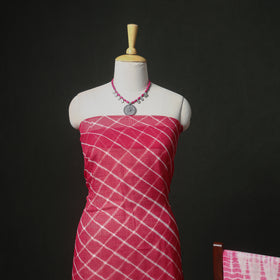 Leheriya Kota Doria Cotton Unstitched Dress Material: Kurta, Bottom & Dupatta 04