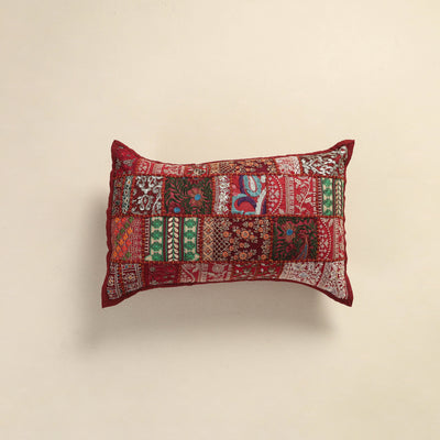 Hand Embroidered Khambadiya Patchwork Pillow Cover 16