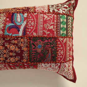 Hand Embroidered Khambadiya Patchwork Pillow Cover 16