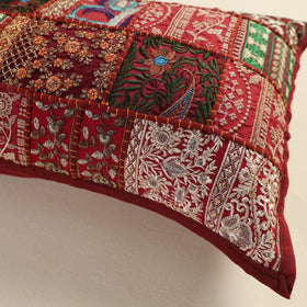 Hand Embroidered Khambadiya Patchwork Pillow Cover 16