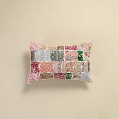 Hand Embroidered Khambadiya Patchwork Pillow Cover 02