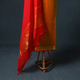 Handloom Maheshwari Silk Unstitched Dress Material: Kurta with Zari Buti Dupatta 16