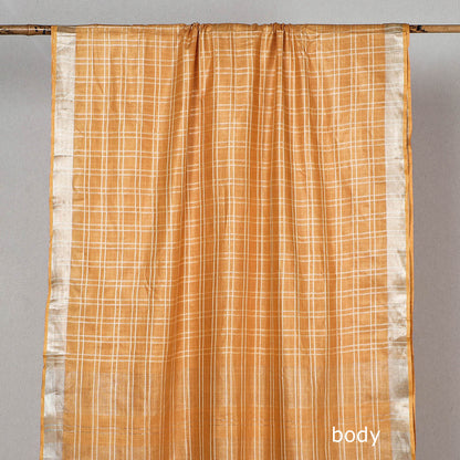 Beige - Bhagalpuri Weave Cotton Saree with Zari Border