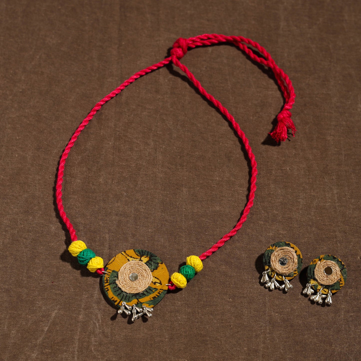 Buy Handmade Jute Fabart Necklace Set