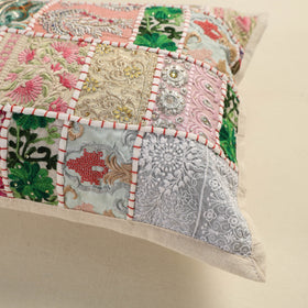Hand Embroidered Khambadiya Patchwork Pillow Cover 02