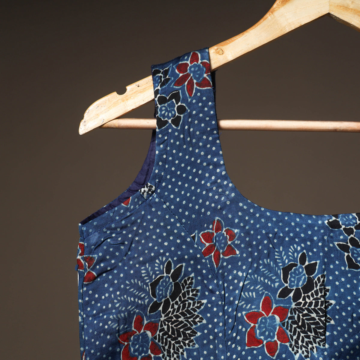 Ajrakh Hand Block Print Modal Silk Sleeveless Readymade Blouse 06