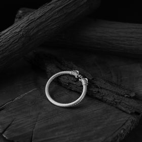 White - saanjh bela dragon oxidised bangle - handcrafted