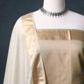 Handloom Maheshwari Silk Unstitched Dress Material: Kurta with Zari Buti Dupatta 18