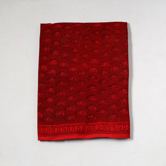 Red - Bagh Block Printed Cotton Precut Fabric (1.2 Meter) 44