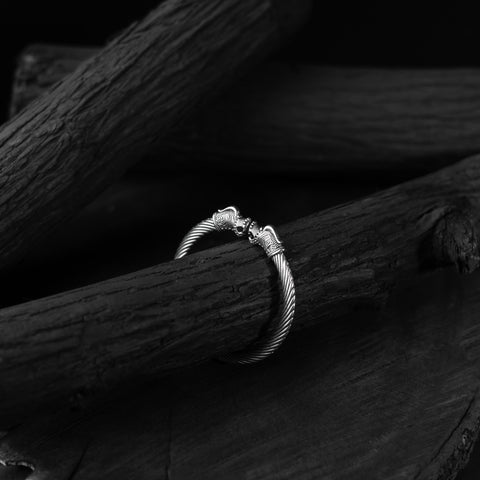 White - saanjh bela dragon oxidised bangle - handcrafted