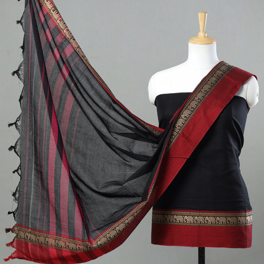 Black - 3pc Dharwad Cotton Suit Material Set 23