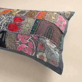 Hand Embroidered Khambadiya Patchwork Pillow Cover 03