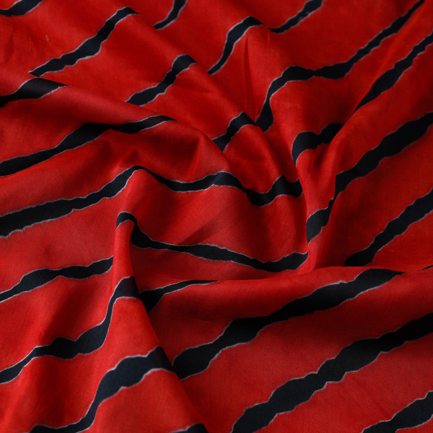 Red - Handloom Chanderi Silk Tie-Dye Leheriya Fabric 20